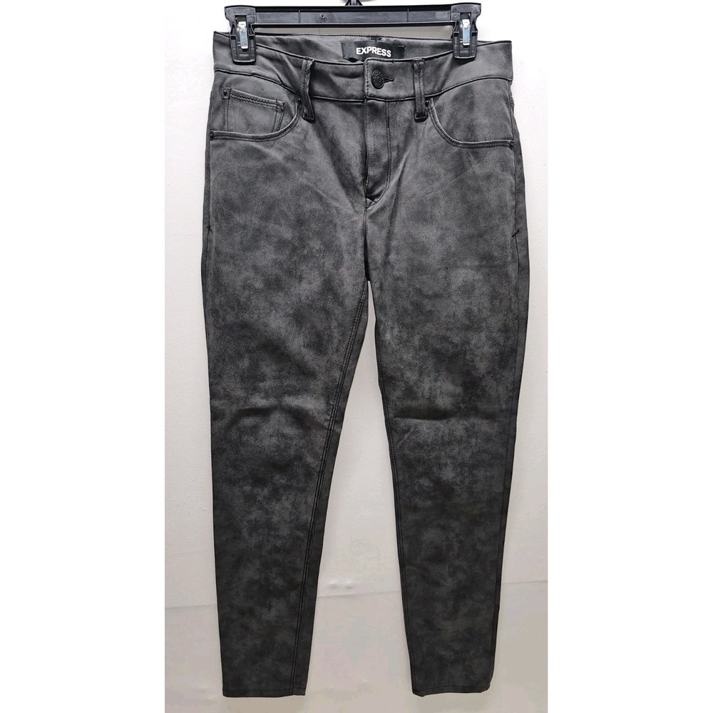 Express Faux Suede Leggings Skinny Pants Size 2R Gray‎ Wash Moto Grunge Rocker